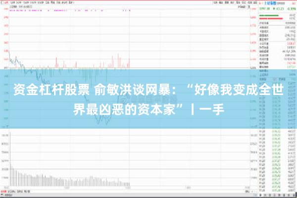 资金杠杆股票 俞敏洪谈网暴：“好像我变成全世界最凶恶的资本家”丨一手